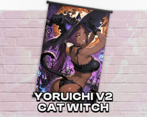 Yoruichi v2 Cat Witch Halloween wall scroll artwork mockup from Bleach