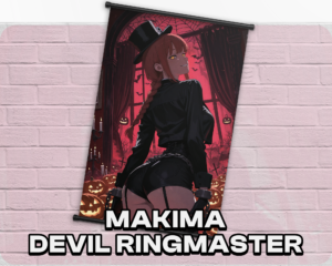 Makima Devil Ringmaster Halloween wall scroll artwork mockup from Chainsaw Man