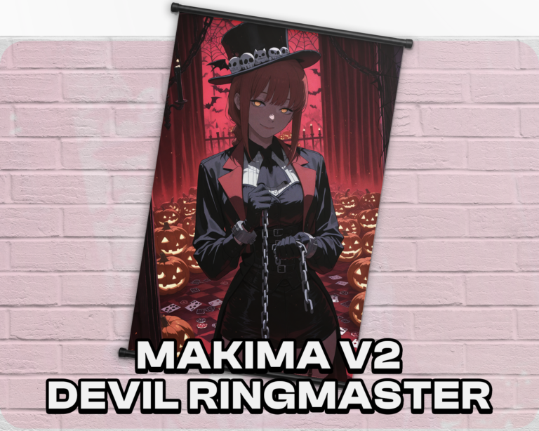 Makima v2 Devil Ringmaster Halloween wall scroll artwork mockup from Chainsaw Man