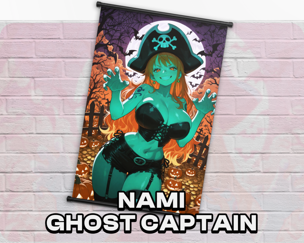 Nami Ghost Captain Halloween wall scroll artwork mockup from One Piece