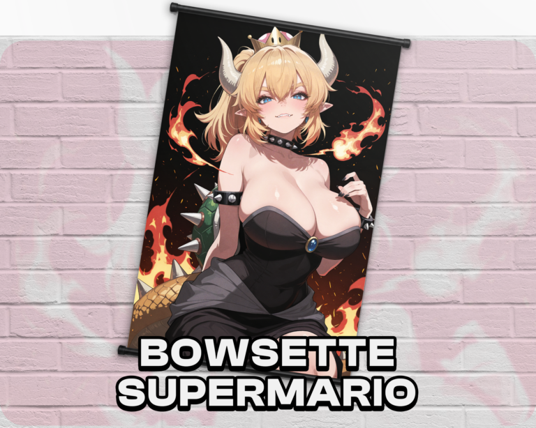 Bowsette Super Mario Halloween wall scroll artwork mockup
