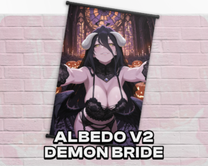 Albedo v2 Demon Bride Halloween wall scroll artwork mockup from Overlord