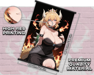 Bowsette Halloween wall scroll size guide showing 60 by 90 cm