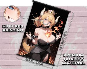 Bowsette v2 Halloween wall scroll size guide showing 60 by 90 cm