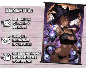 Yoruichi Halloween wall scroll print and feature overview