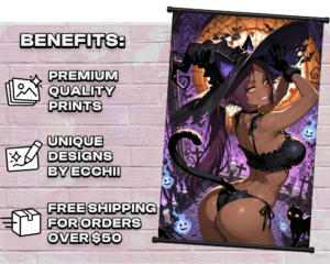 Yoruichi v2 Halloween wall scroll print and feature overview