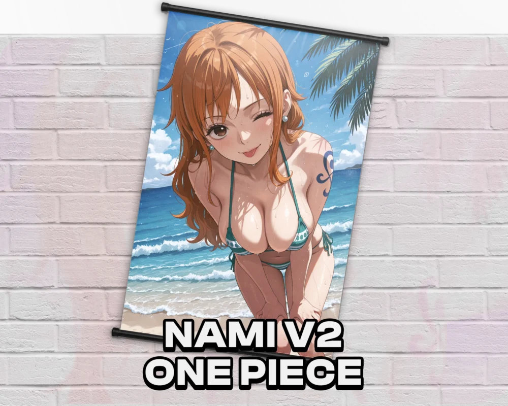 Nami v2 One Piece wall scroll artwork mockup