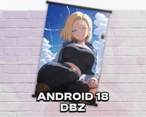 Android 18 Dragon Ball Z wall scroll artwork mockup