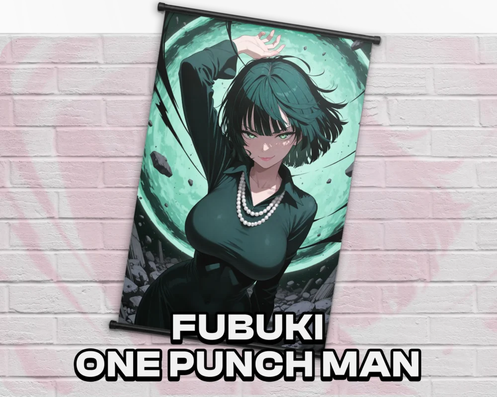 Fubuki One Punch Man wall scroll artwork mockup