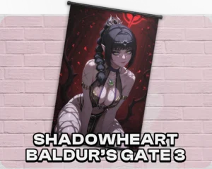 Shadowheart Baldur's Gate 3 wall scroll artwork mockup