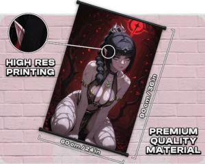 Shadowheart wall scroll size guide showing 60 by 90 cm