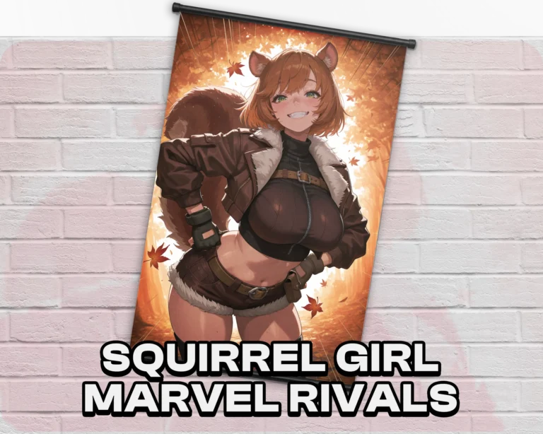 Squirrel Girl Marvel Rivals wall scroll artwork mockup