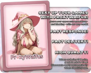 Pink ProxyWaifus card back supplied with the Baylen, the Haymaker proxy single
