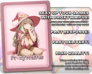 Pink ProxyWaifus card back supplied with the Flubs, the Fool proxy single
