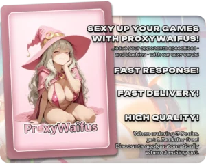 Pink ProxyWaifus card back supplied with the Glarb, Calamity's Augur proxy single