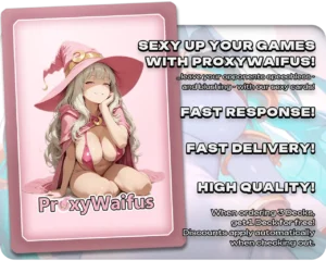 Pink ProxyWaifus card back supplied with the Hakbal of the Surging Soul proxy single