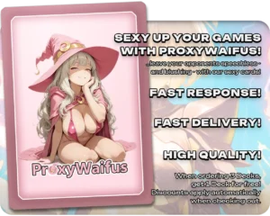 Pink ProxyWaifus card back supplied with the Omnath, Locus of Creation proxy single