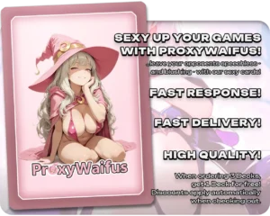 Pink ProxyWaifus card back supplied with the Y'shtola, Night's Blessed proxy single