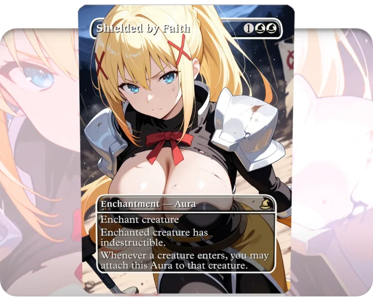 Darkness (Konosuba) - Shielded by Faith custom MTG proxy single card artwork