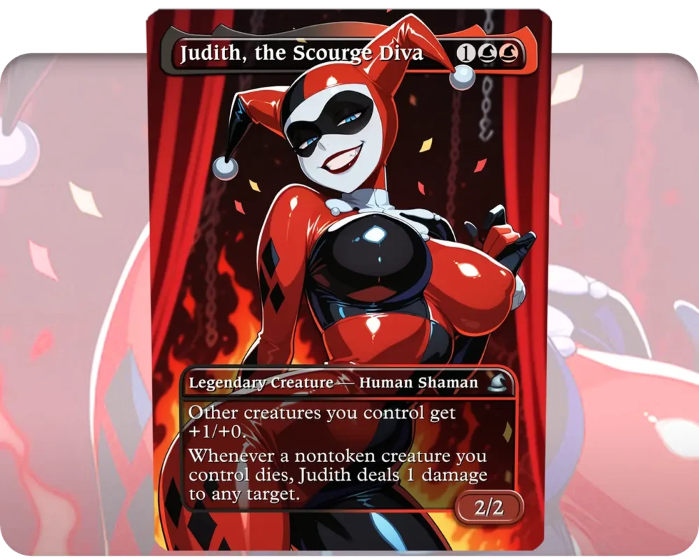 Harley Quinn - Judith, the Scourge Diva custom MTG proxy single card artwork