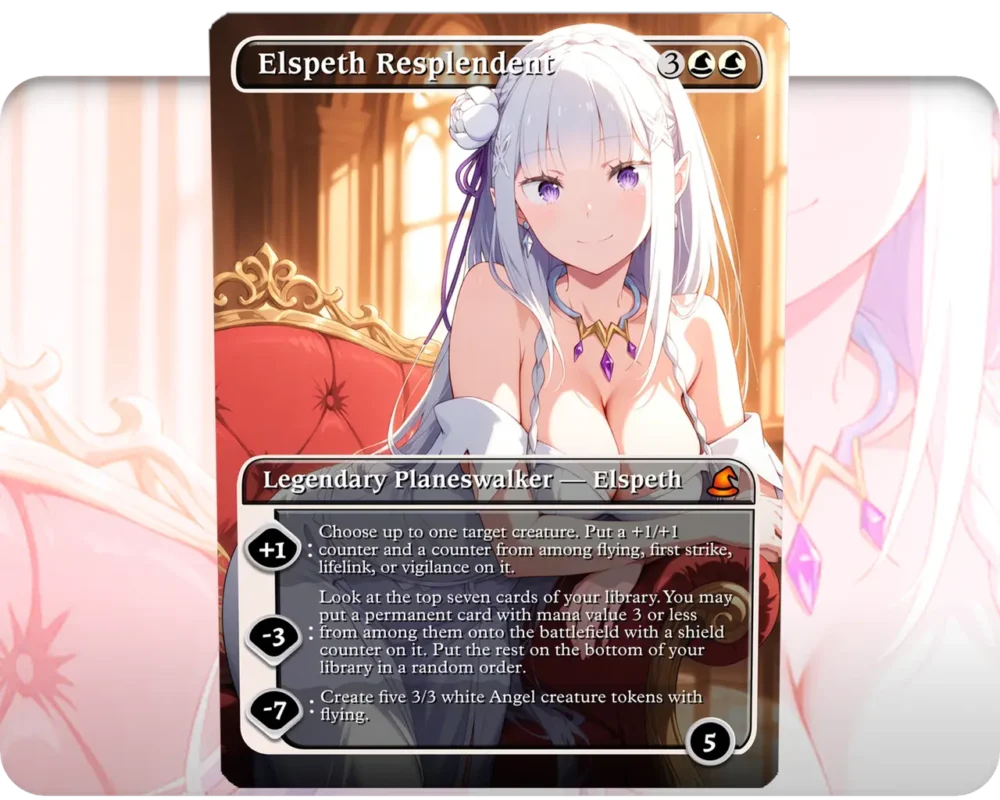 Emilia (ReZero) - Elspeth Resplendent custom MTG proxy single card artwork