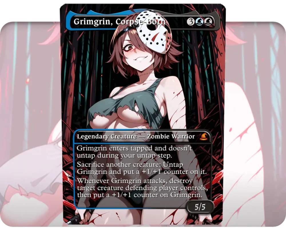 Female Jason - Grimgrin, Corpse-Born custom MTG proxy single card artwork