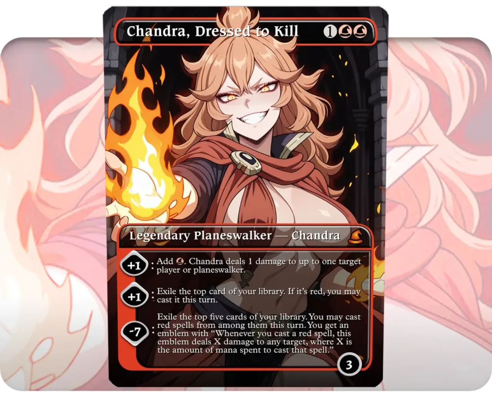 Mereoleona (Black Clover) - Chandra, Dressed to Kill custom MTG proxy single card artwork