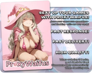 Pink ProxyWaifus card back supplied with the Helm of the Ghastlord proxy single