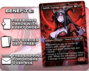 Judith, Carnage Connoisseur proxy card promotional artwork