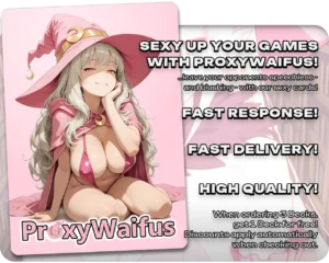 Pink ProxyWaifus card back supplied with the Magilou (Tales of Berseria) - Mystical Tutor proxy single