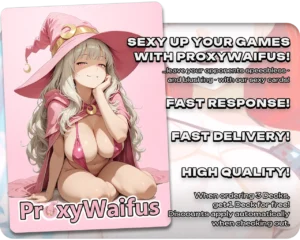 Pink ProxyWaifus card back supplied with the Poison Ivy (DC) - Saryth, the Viper's Fang proxy single