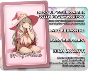 Pink ProxyWaifus card back supplied with the Lathril, Blade of the Elves v3 proxy single