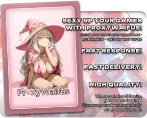 Pink ProxyWaifus card back supplied with the Gisela, Blade of Goldnight proxy single