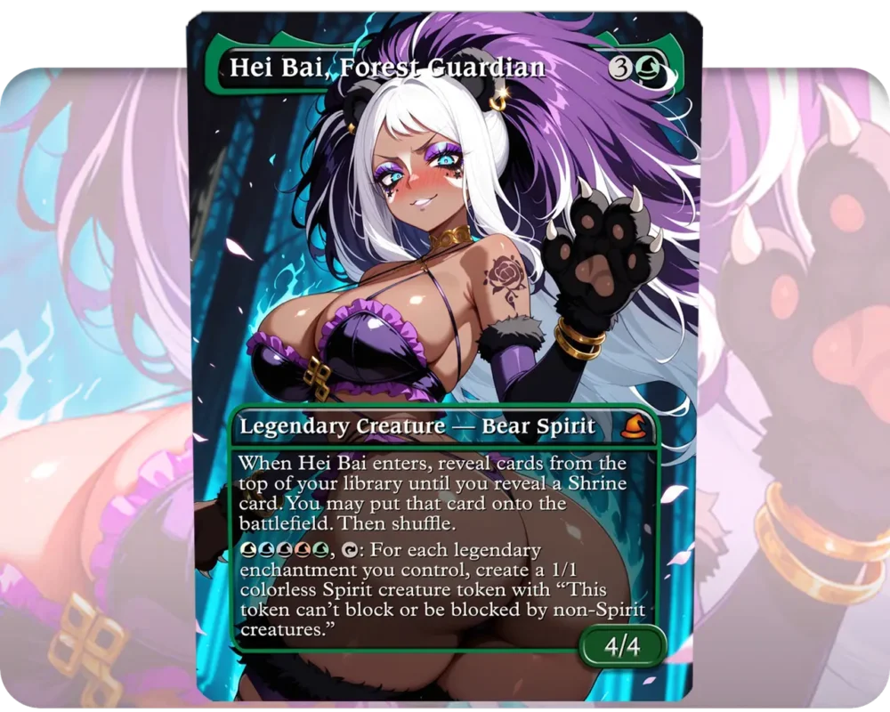 Hei Bai, Forest Guardian (Gyaru) custom MTG proxy single card artwork