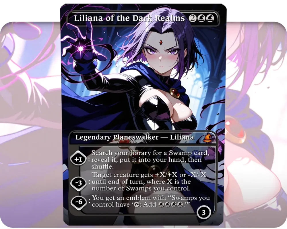 Adult Raven (DC Titans) - Liliana of the Dark Realms custom MTG proxy single card artwork