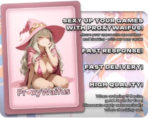Pink ProxyWaifus card back supplied with the Merfolk Token proxy single