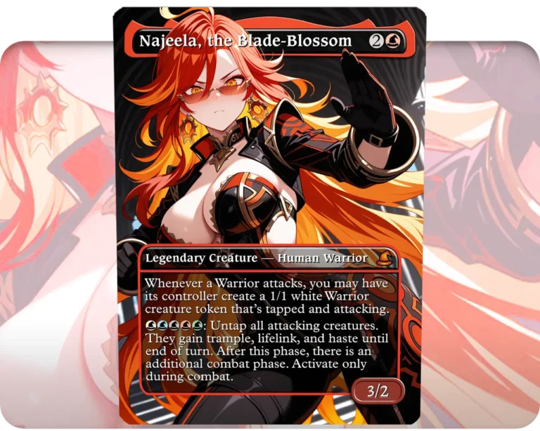 Mavuika (Genshin Impact) - Najeela, the Blade-Blossom custom MTG proxy single card artwork