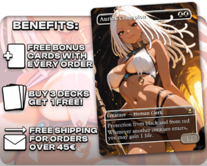 Auriok Champion proxy card promotional artwork