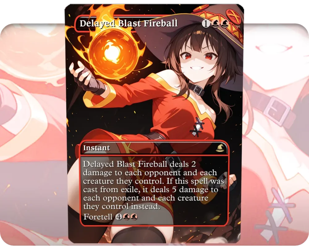 Adult Megumin (KonoSuba) - Delayed Blast Fireball custom MTG proxy single card artwork