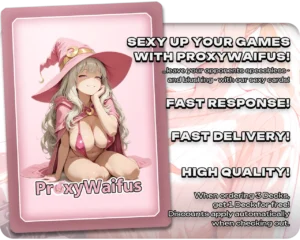 Pink ProxyWaifus card back supplied with the Solaire de Astora (Dark Souls) - Elspeth, Sun's Champion proxy single