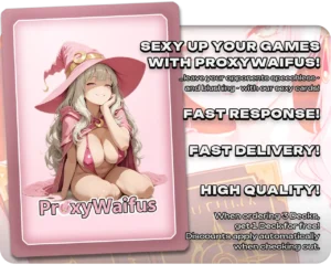 Pink ProxyWaifus card back supplied with the Frieren - Rhystic Study proxy single