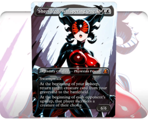 Sheoldred, Whispering One custom MTG proxy single card artwork