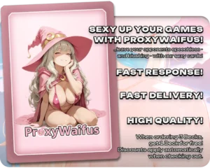 Pink ProxyWaifus card back supplied with the Blonde Blazer (Dispatch) - Akroma's Will proxy single