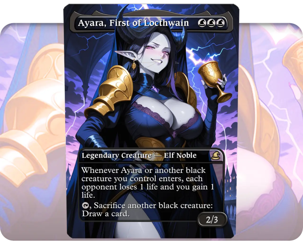 Ayara, First of Locthwain custom MTG proxy single card artwork
