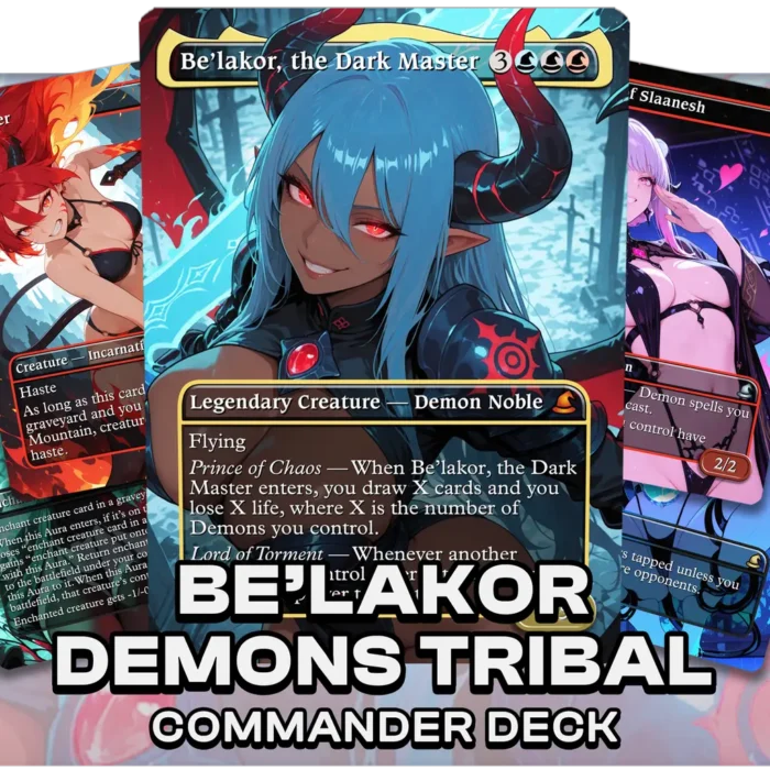 Be'lakor Demons Tribal Commander proxy deck with dark fantasy waifu artwork
