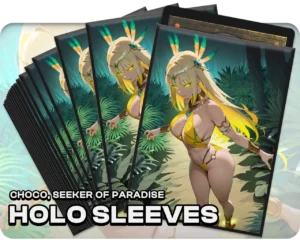 Choco, Seeker of Paradise holo sleeves, pack artwork