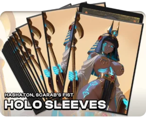Hashaton, Scarab's Fist holo sleeves, pack artwork