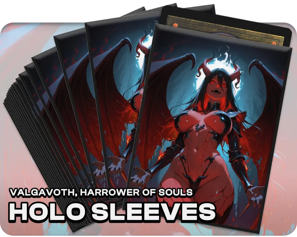 Valgavoth, Harrower of Souls holo sleeves, pack artwork