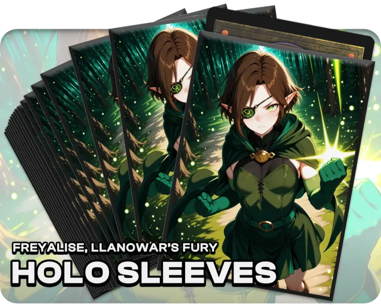 Freyalise, Llanowar's Fury holo sleeves, pack artwork