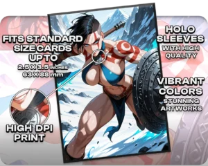 Kratos, Stoic Father holo sleeves, card compatibility and finish guide